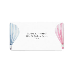 Watercolor Air Balloons Gender Reveal Label