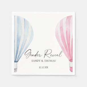 Watercolor Air Balloons Gender Reveal Napkin