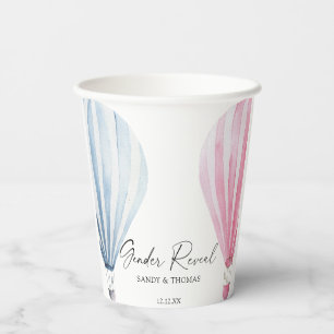 Watercolor Air Balloons Gender Reveal Paper Cups