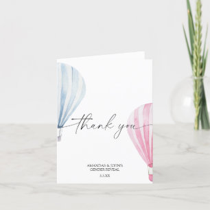 Watercolor Air balloons Thank you gender reveal Card