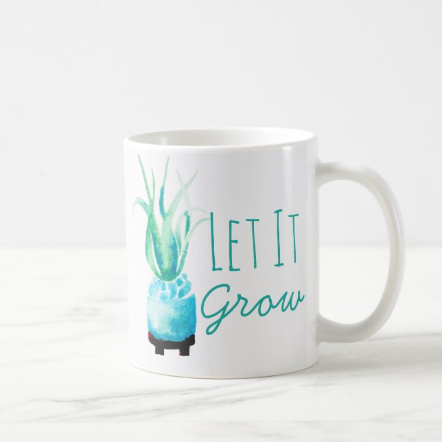 Watercolor Air Plant  Succulent Let It Grow Coffee Mug (Right)