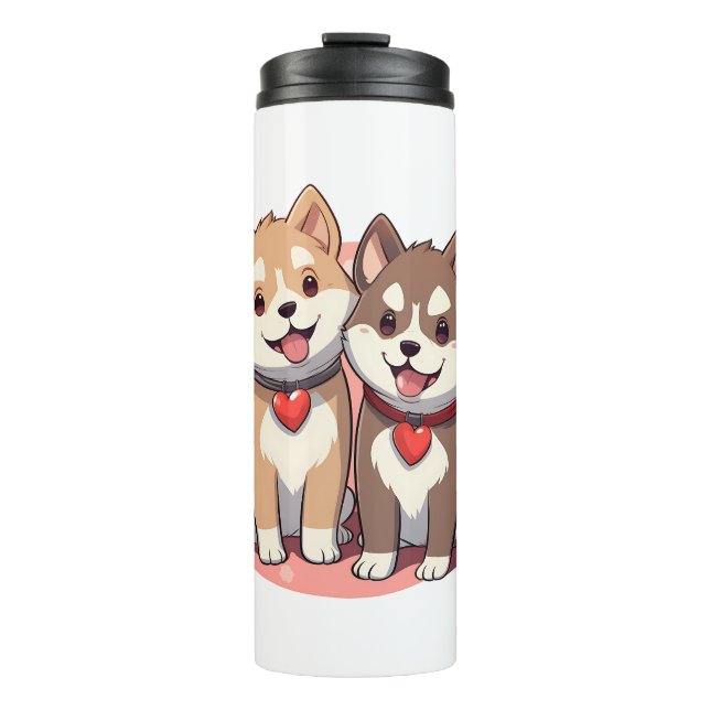 Watercolor Akita Puppies Thermal Tumbler (Front)