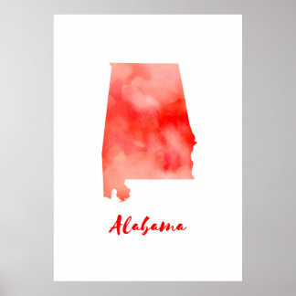 Watercolor Alabama United States Poster