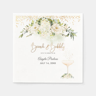 Watercolor Alabaster Roses Brunch Bubbly Napkin