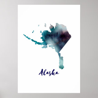 Watercolor Alaska United States Poster