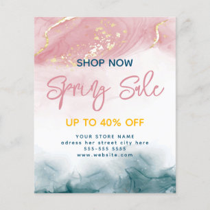 Watercolor Alcohol Ink Blush Pink Blue Spring Sale Flyer