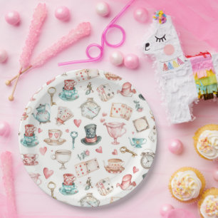 Watercolor Alice Pattern Paper Plate