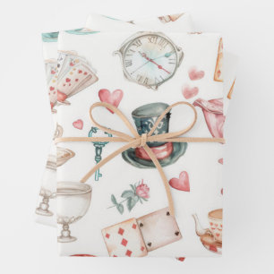 Watercolor Alice Pattern  Wrapping Paper Sheet