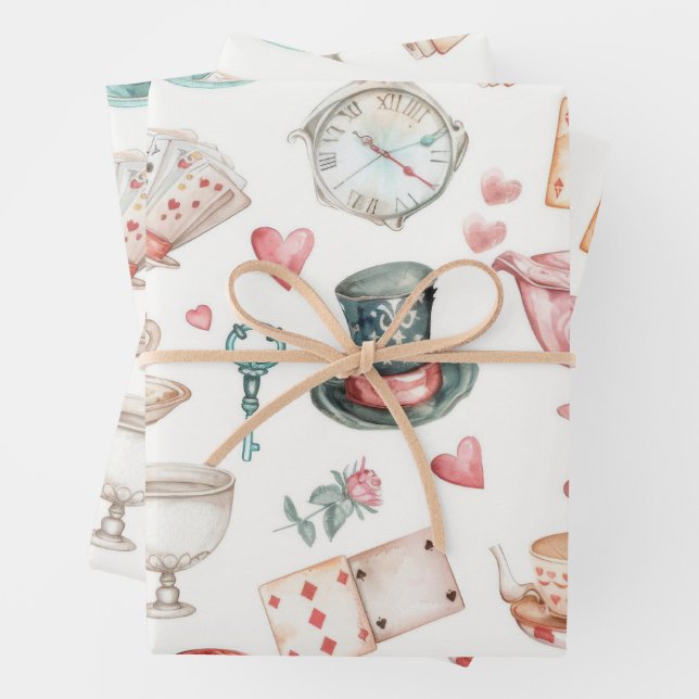 Watercolor Alice Pattern  Wrapping Paper Sheet (In situ)