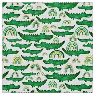 Watercolor Alligator Crocodile Kids Reptile Fabric