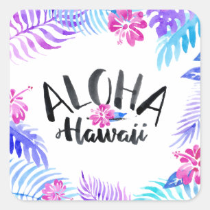 Watercolor Aloha Hawaii Tropical   Sticker
