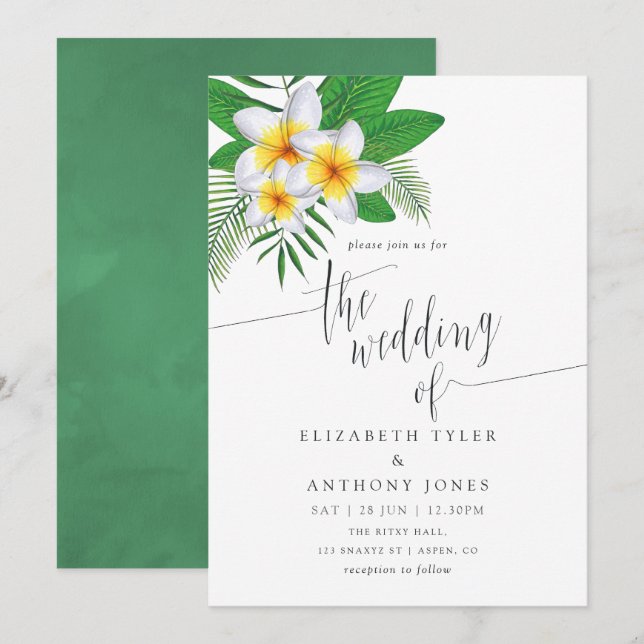Watercolor Aloha Luau Beach Wedding Invitation (Front/Back)