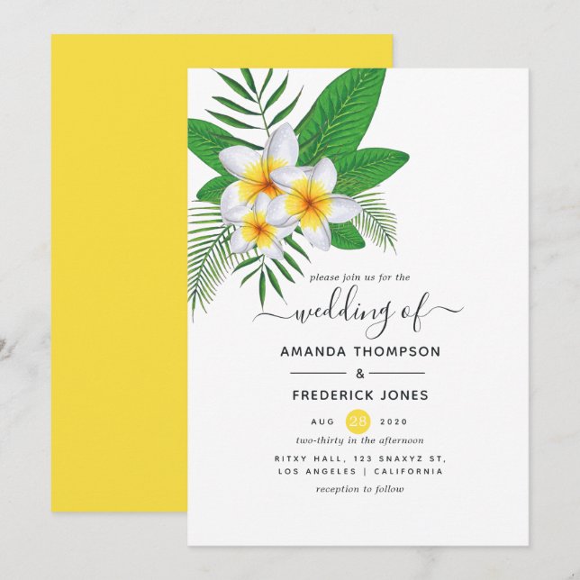 Watercolor Aloha Luau Beach Wedding Invitation (Front/Back)