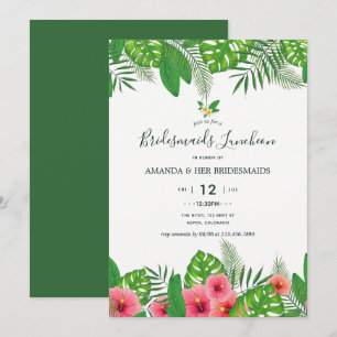 Watercolor Aloha Luau Wedding Bridemaids Luncheon Invitation