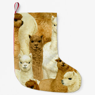 Watercolor alpacas, seamless hand-drawn background small christmas stocking