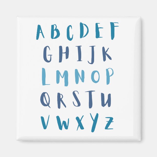 Watercolor Alphabet Blue ABCs Kids Refrigerator  Magnet (Front)