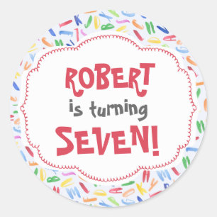 Watercolor alphabet custom kids birthday sticker