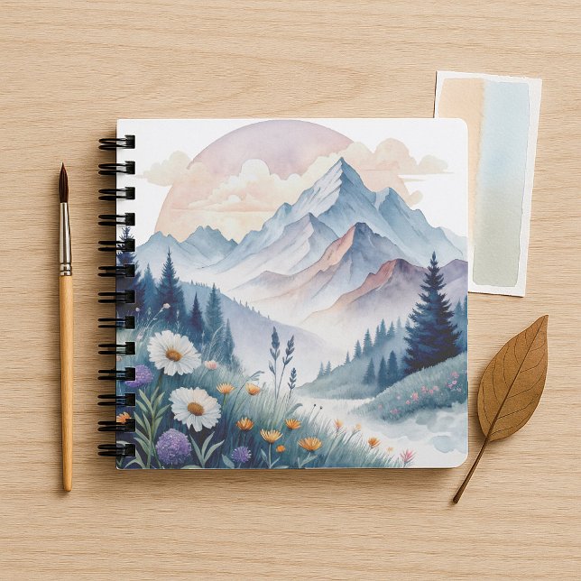 Watercolor Alpine Landscape with Wildflowers Notebook (Creator Uploaded)