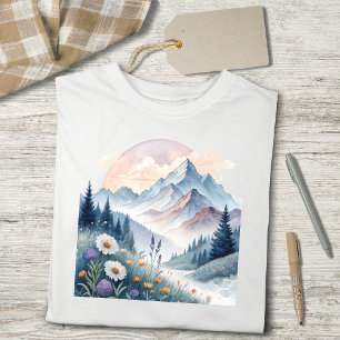 Watercolor Alpine Landscape with Wildflowers Tri-Blend Shirt