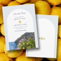Watercolor Amalfi Coast Arch Italy Lemons Wedding