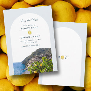 Watercolor Amalfi Coast Arch Italy Lemons Wedding Save The Date