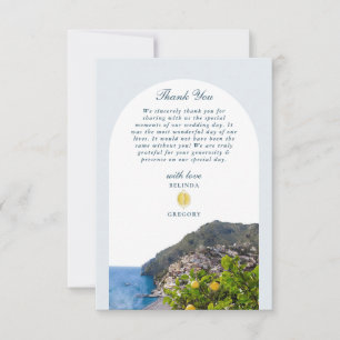 Watercolor Amalfi Coast Arch Italy Lemons Wedding Thank You Card