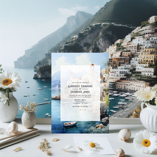Watercolor Amalfi Coast Italy Destination Wedding Invitation (Amalfi Coast)