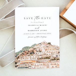 Watercolor Amalfi Coast Italy Save the Date Invitation