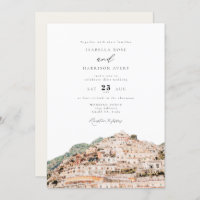 Watercolor Amalfi Coast Italy Skyline Wedding