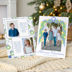 Watercolor Amalfi Lemons Garland Swag Photo Holiday Card
