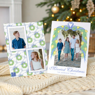 Watercolor Amalfi Lemons Garland Swag Photo Holiday Card