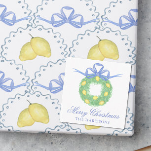 Watercolor Amalfi Lemons Wreath Gift Enclosure Card