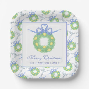 Watercolor Amalfi Lemons Wreath Personalised Paper Plate