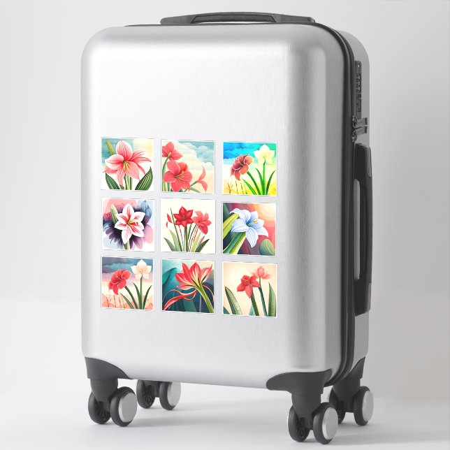 Watercolor Amaryllis flowers Scrapbook (Suitcase)