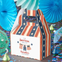 Watercolor American Baby Shower Favour Box