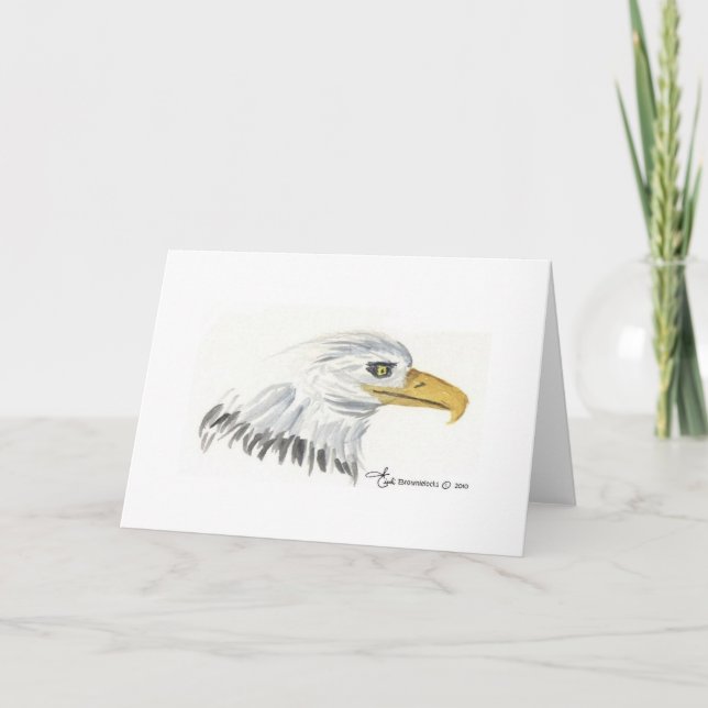 Watercolor American Eagle Head Note Card (Front)