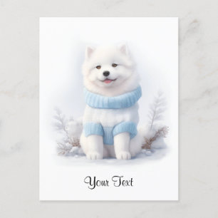 Watercolor American Eskimo Puppy Dog Personised Po Postcard