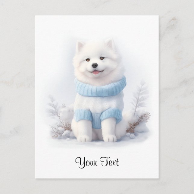 Watercolor American Eskimo Puppy Dog Personised Po Postcard (Front)