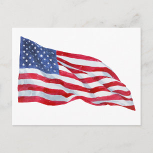 Watercolor American Flag Flying Postcard