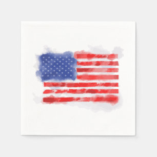 Watercolor American Flag for Veterans and Patriots Napkin