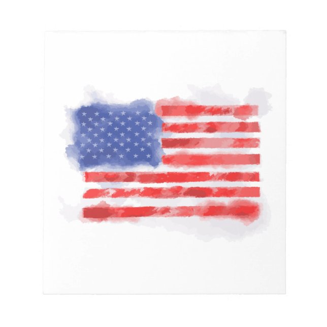 Watercolor American Flag for Veterans and Patriots Notepad (Front)
