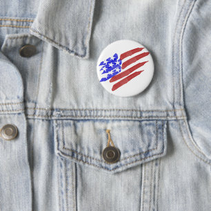 Watercolor American Flag Independence Day 6 Cm Round Badge