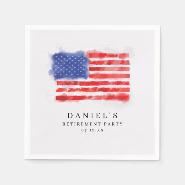 Watercolor American Flag Napkins (Front)