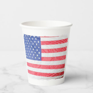 Watercolor American Flag Paper Cup