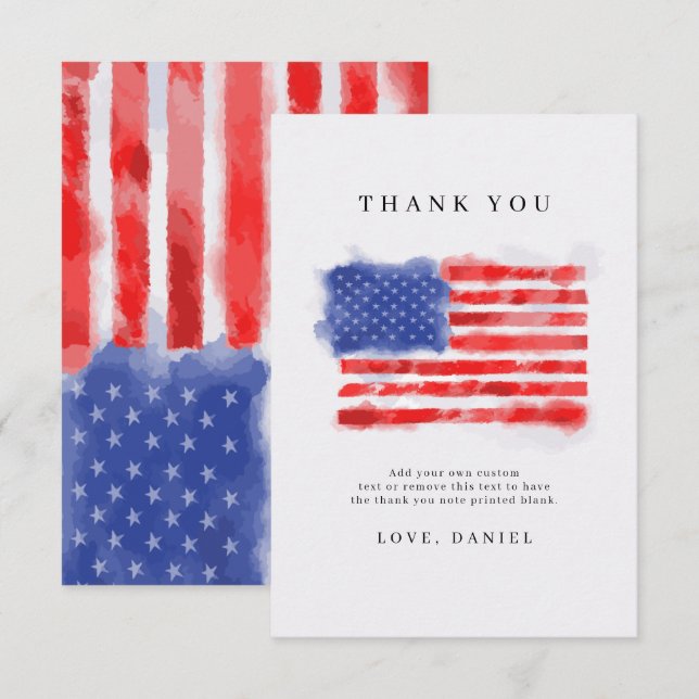 Watercolor American Flag Thank You Cards (Front/Back)