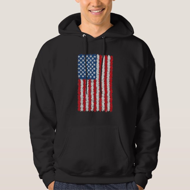 Watercolor American Flag Usa America Us Patriotic  Hoodie (Front)