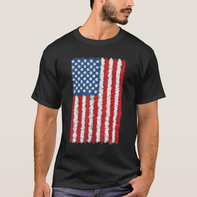 Watercolor American Flag Usa America Us Patriotic  T-Shirt (Front)