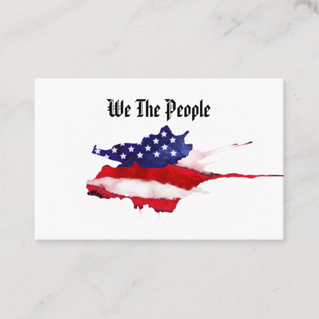 *~* Watercolor American Flag We The People Business Card (Front)
