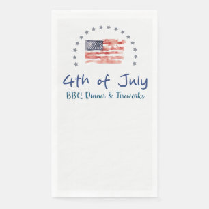 Watercolor American Flag with Stars Napkin