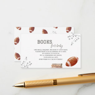   Watercolor american football baby shower books f Enclosure Card
